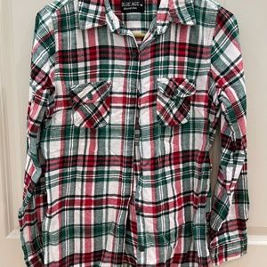 Blue Age Jeans USA Size Medium Red Green Christmas Plaid Shirt
